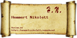 Hemmert Nikolett névjegykártya